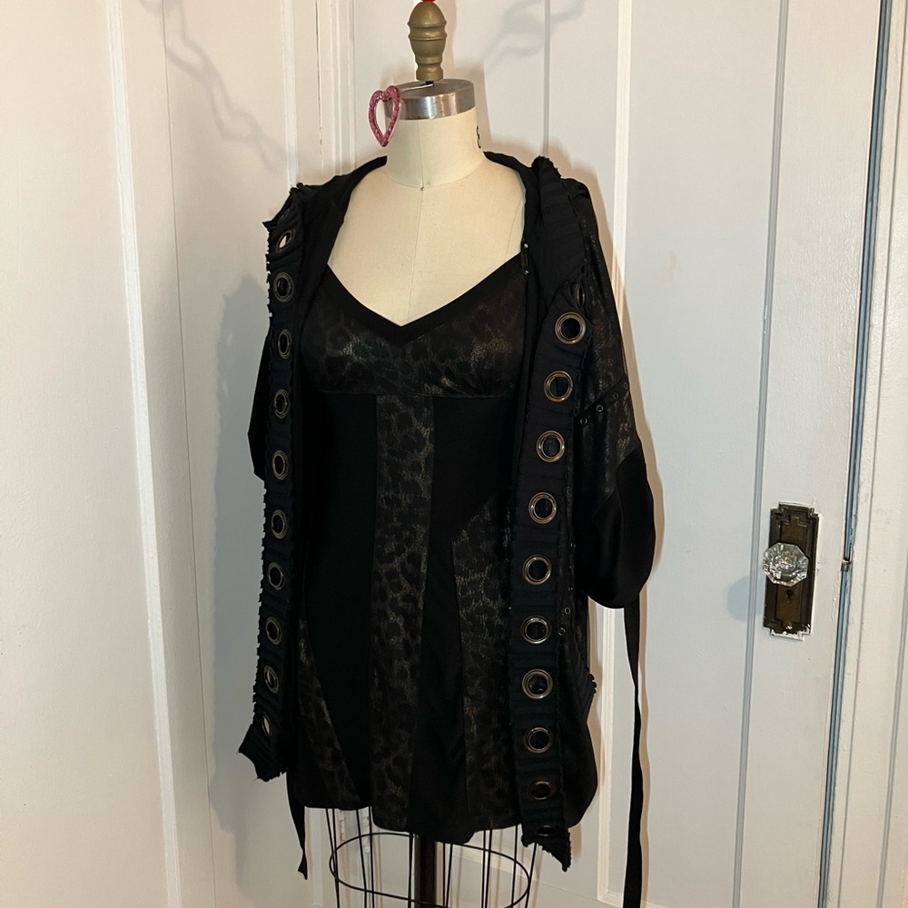 Salvage Y2K leopard Dress + Hooded Corset Shrug Set | One Size - labeled large